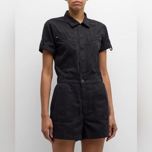PISTOLA Denim Shorts Romper in Black, size M
